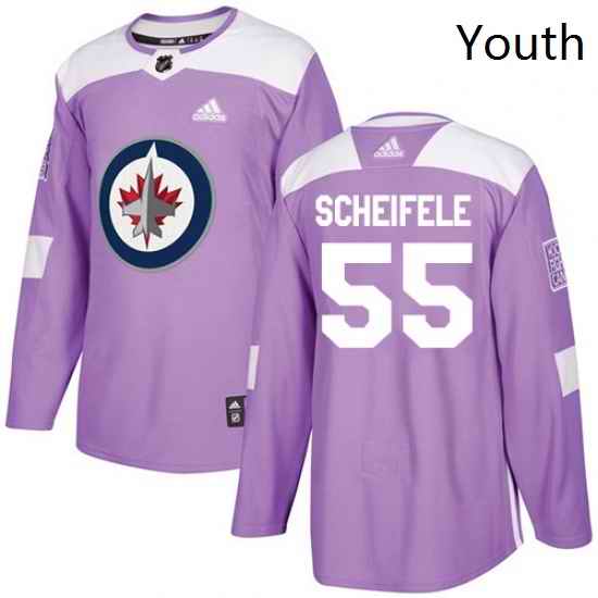 Youth Adidas Winnipeg Jets 55 Mark Scheifele Authentic Purple Fights Cancer Practice NHL Jersey